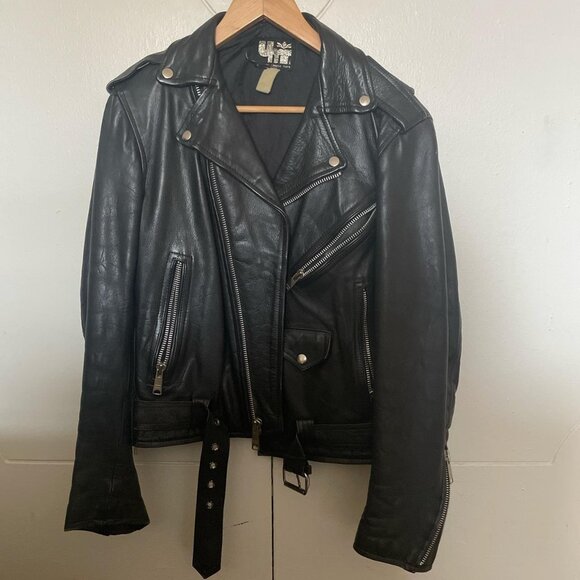 Vintage Leather Motorcycle Jacket Women's Black Jacket - Picture 5 of 5